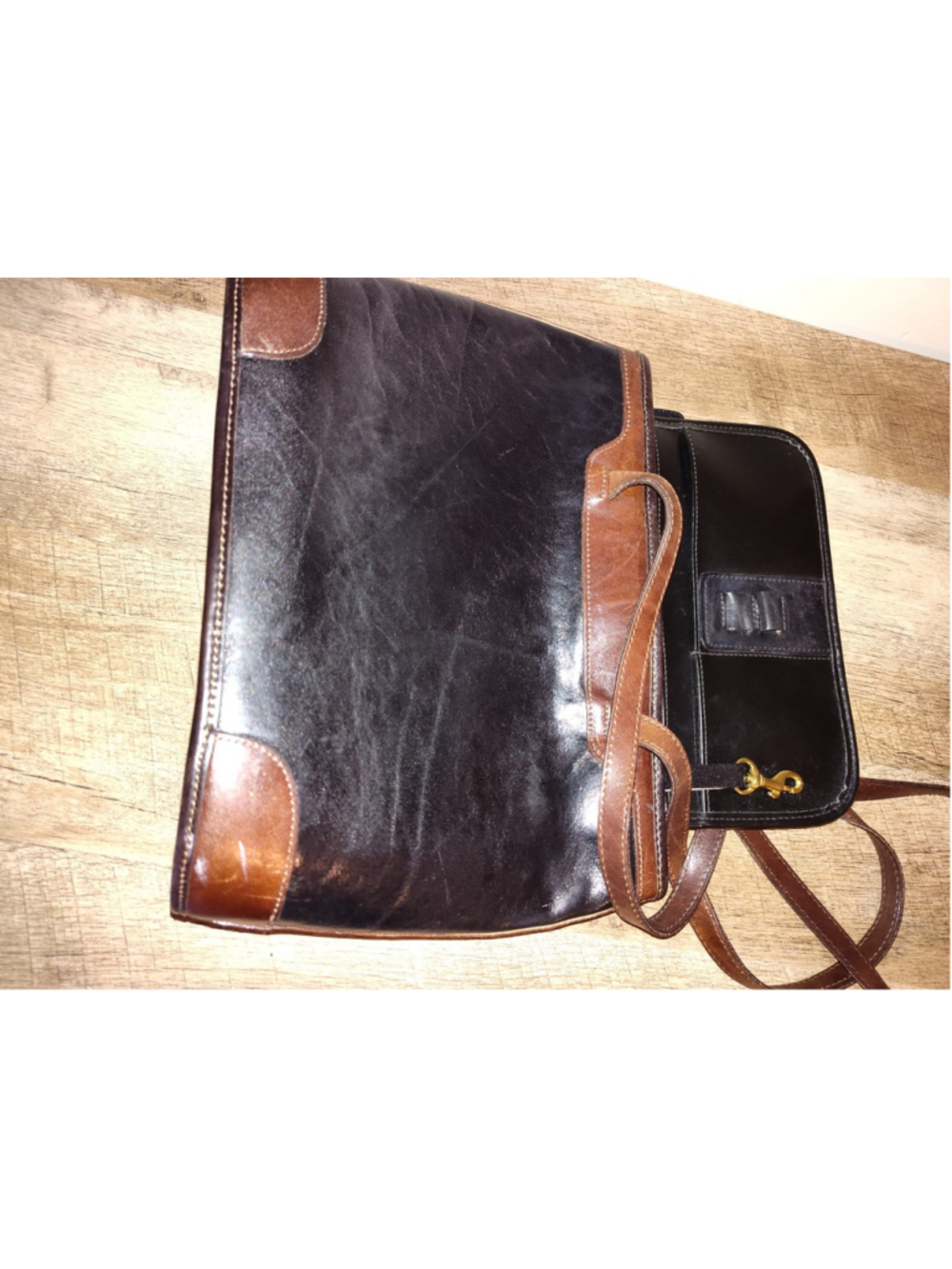 Brahmin Black and cognac brown leather bag - Picture 8 of 12